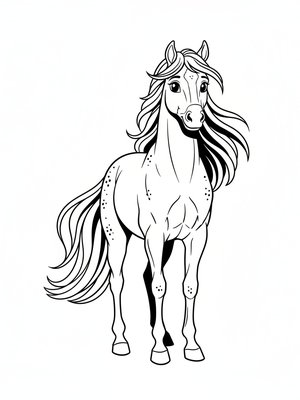Willow the Graceful Mare in Classic Coloring Book - Black & White Illustration