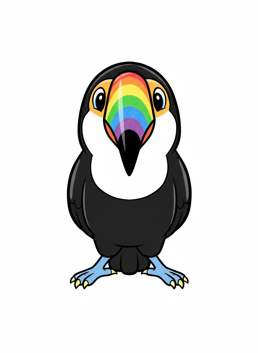 Flutter the Toucan - Full Colored Illustration