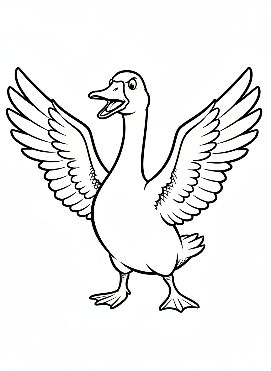 Honker the Guard Goose - Black & White Illustration