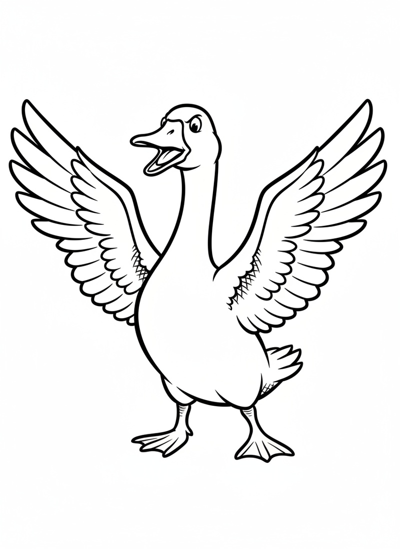 Honker the Guard Goose in Classic Coloring Book - Black & White Illustration