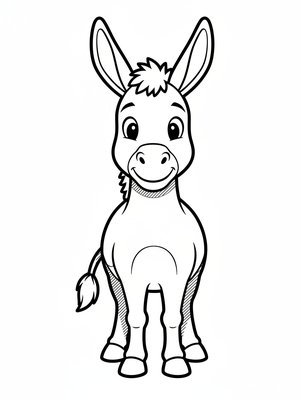 Daisy the Friendly Donkey in Classic Coloring Book - Black & White Illustration