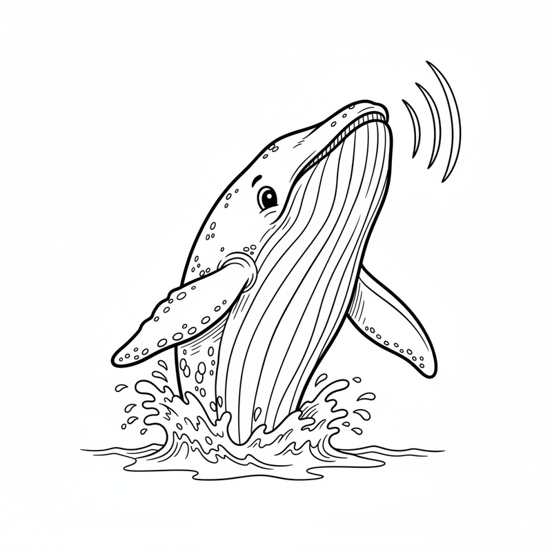 Bubbles the Humpback Whale in Classic Coloring Book - Black & White Illustration