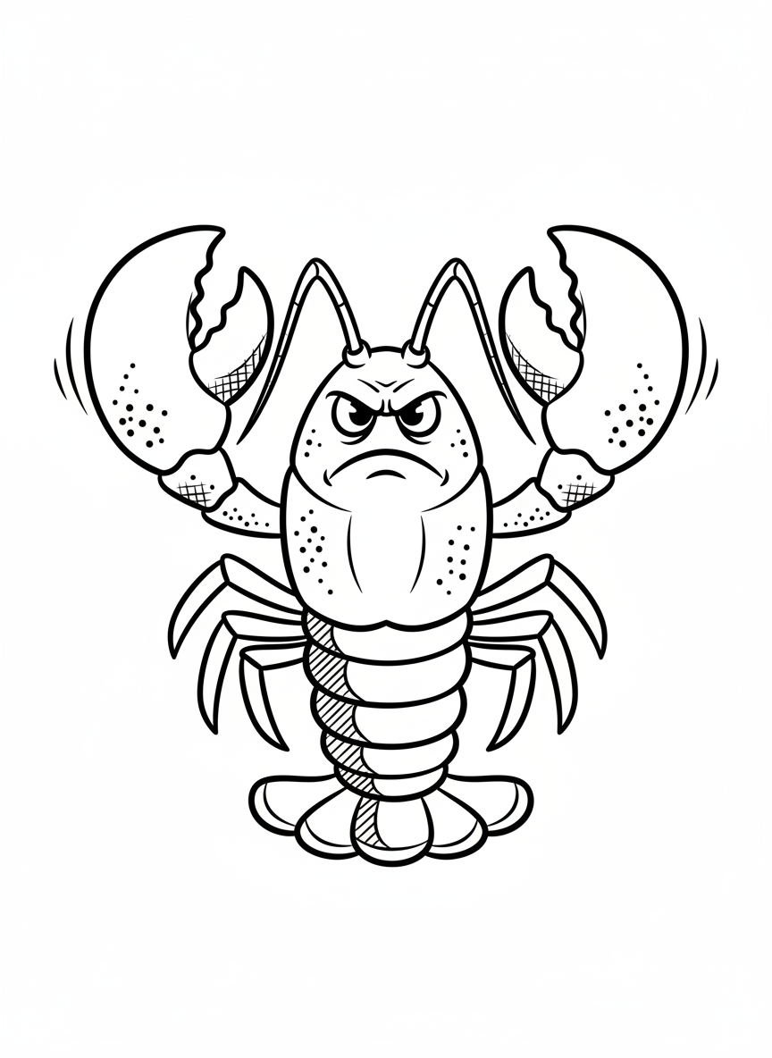 Snappy the Lobster - Black & White Illustration