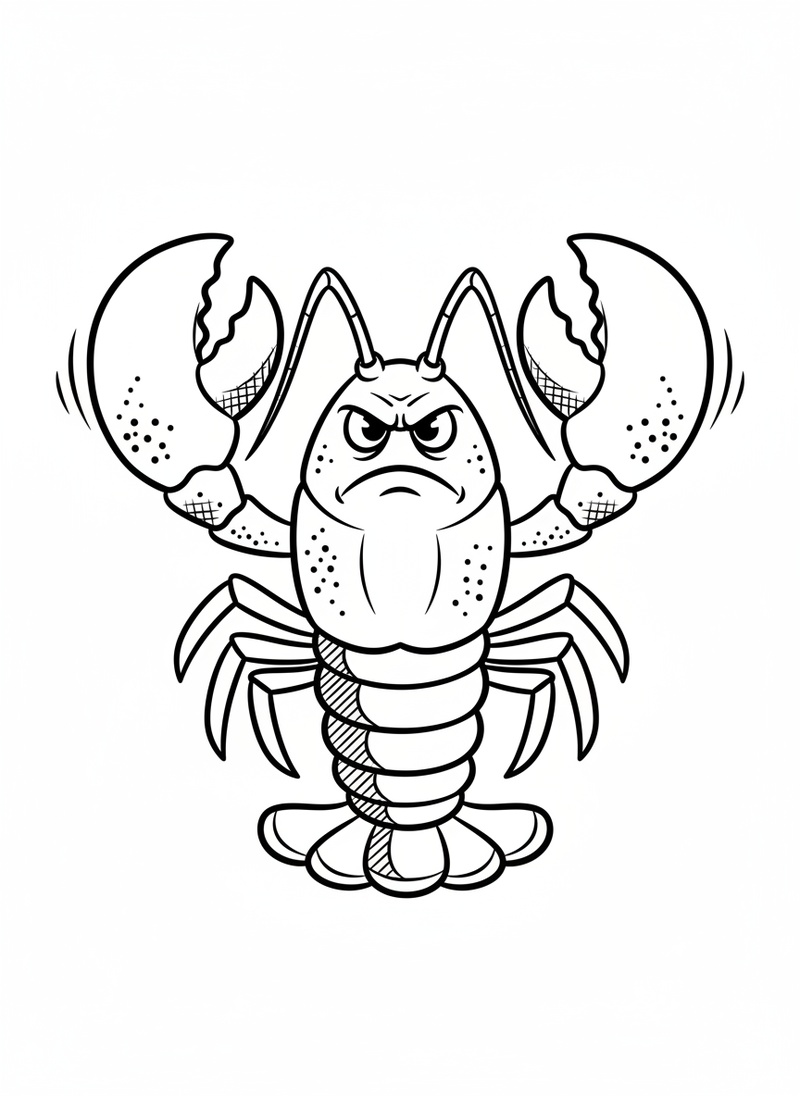 Snappy the Lobster in Classic Coloring Book - Black & White Illustration