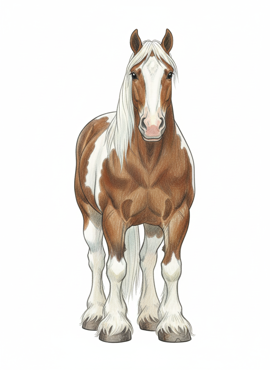 Thunder the Strong Work Horse - Full Colored Illustration