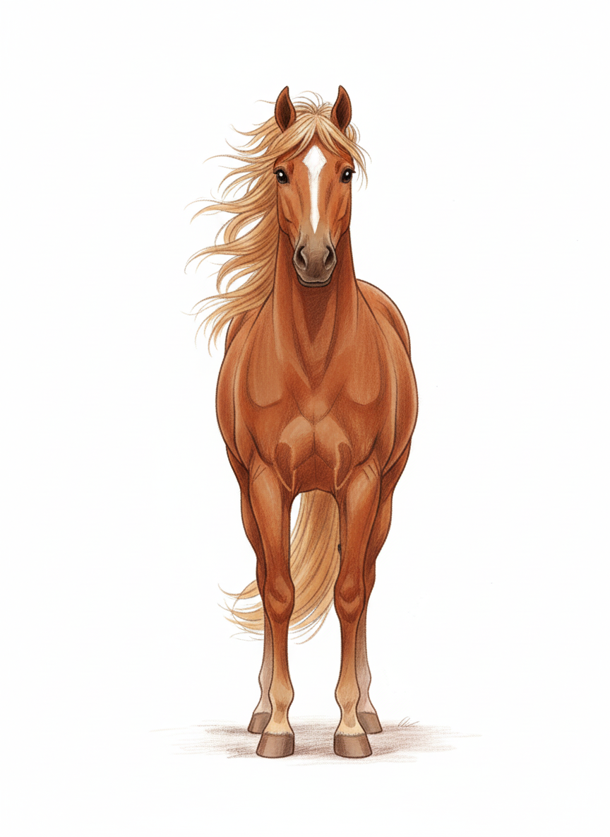 Willow the Graceful Mare - Full Colored Illustration