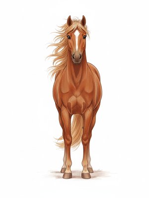 Willow the Graceful Mare in Gentle Pencil - Full Colored Illustration