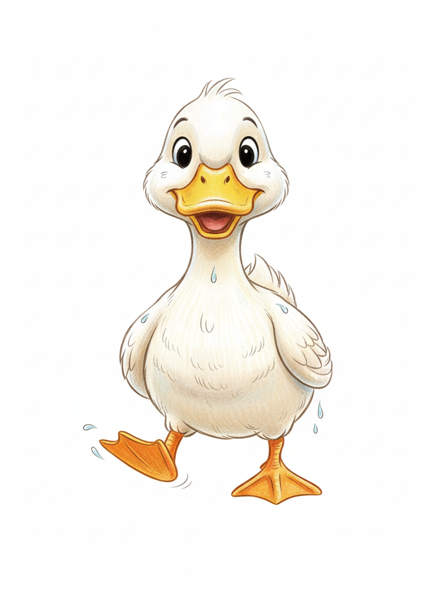 Ducky the Waddling Duck - Full Colored Illustration