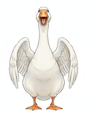 Honker the Guard Goose in Gentle Pencil - Full Colored Illustration