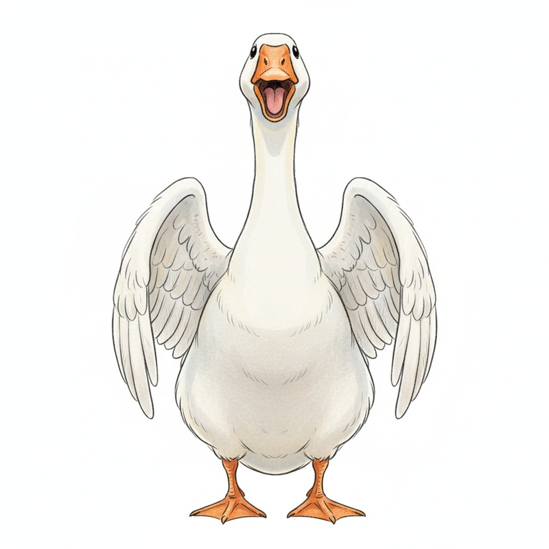 Honker the Guard Goose in Gentle Pencil - Full Colored Illustration