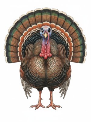 Gobbles the Turkey in Gentle Pencil - Full Colored Illustration