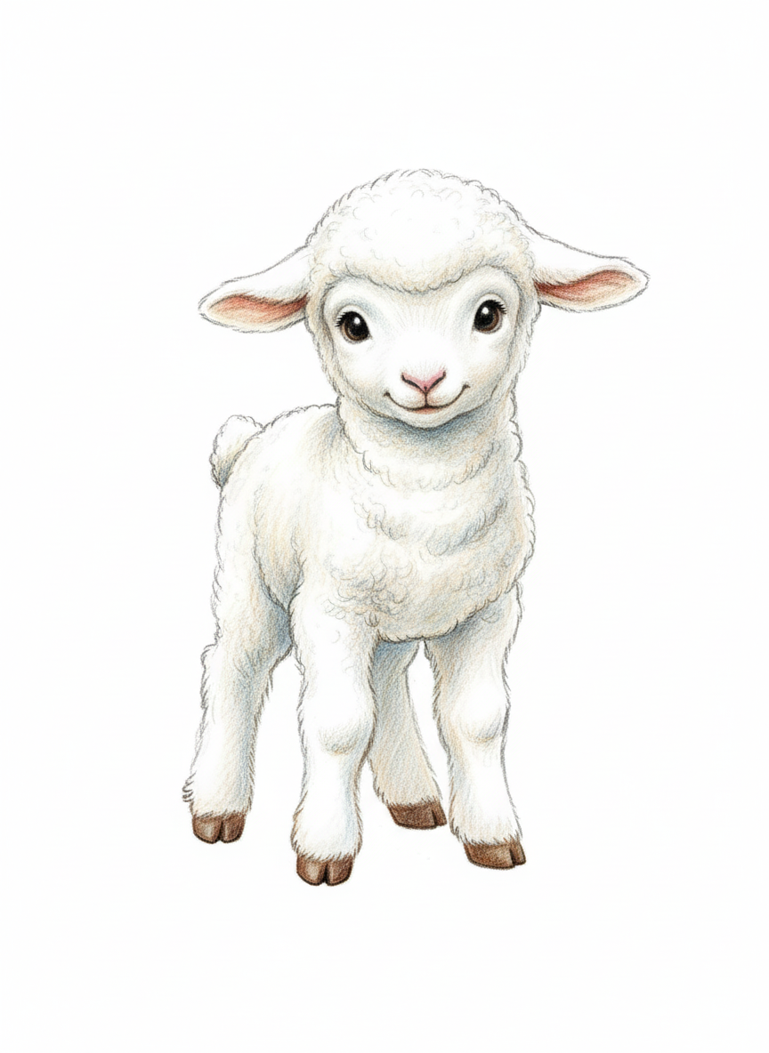 Lambchop the Baby Lamb - Full Colored Illustration