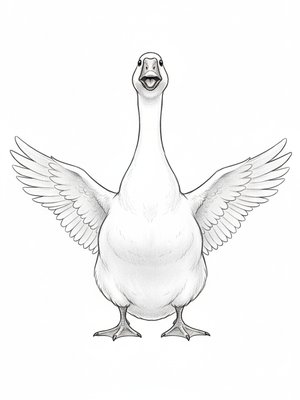 Honker the Guard Goose in Gentle Pencil - Black & White Illustration