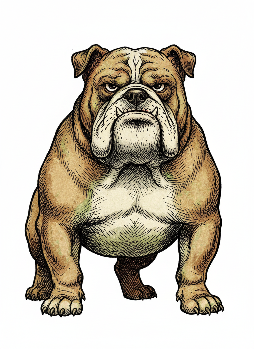 Spike the Tough Bulldog - Full Colored Illustration