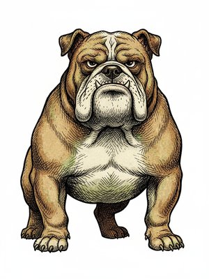 Spike the Tough Bulldog in Victorian Illustration - Full Colored Illustration