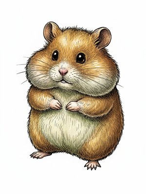 Nibbles the Shy Hamster in Victorian Illustration - Full Colored Illustration