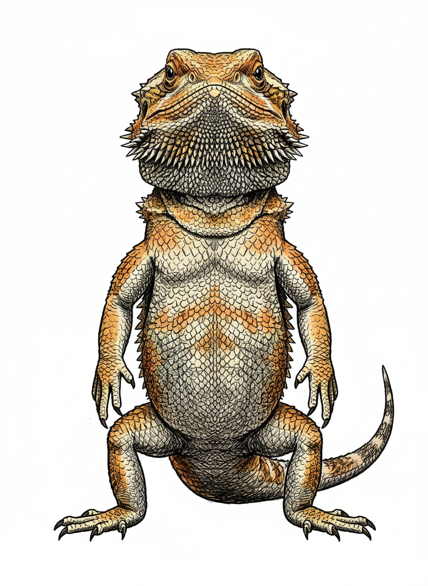 Rex the Bearded Dragon - Full Colored Illustration