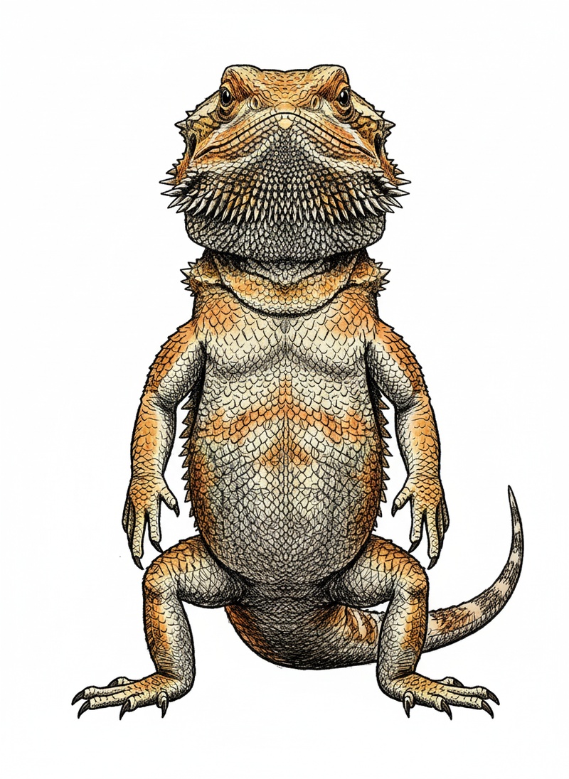 Rex the Bearded Dragon in Victorian Illustration - Full Colored Illustration