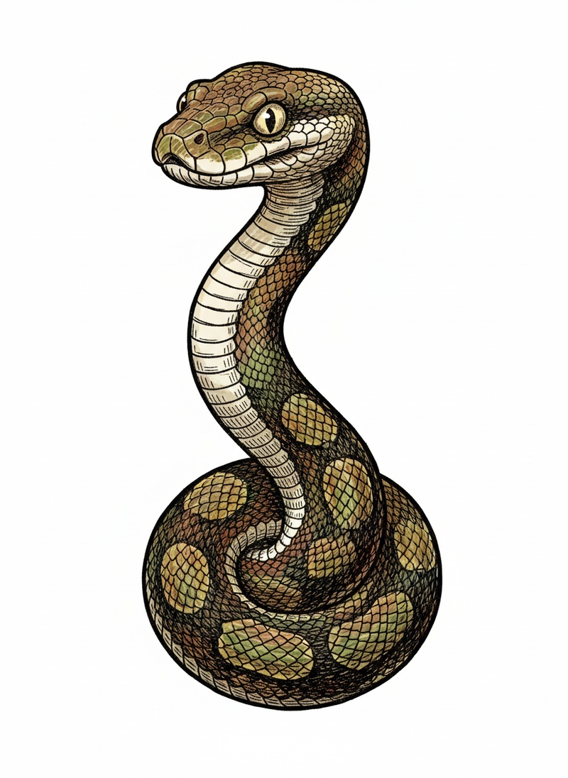 Scales the Ball Python in Victorian Illustration - Full Colored Illustration