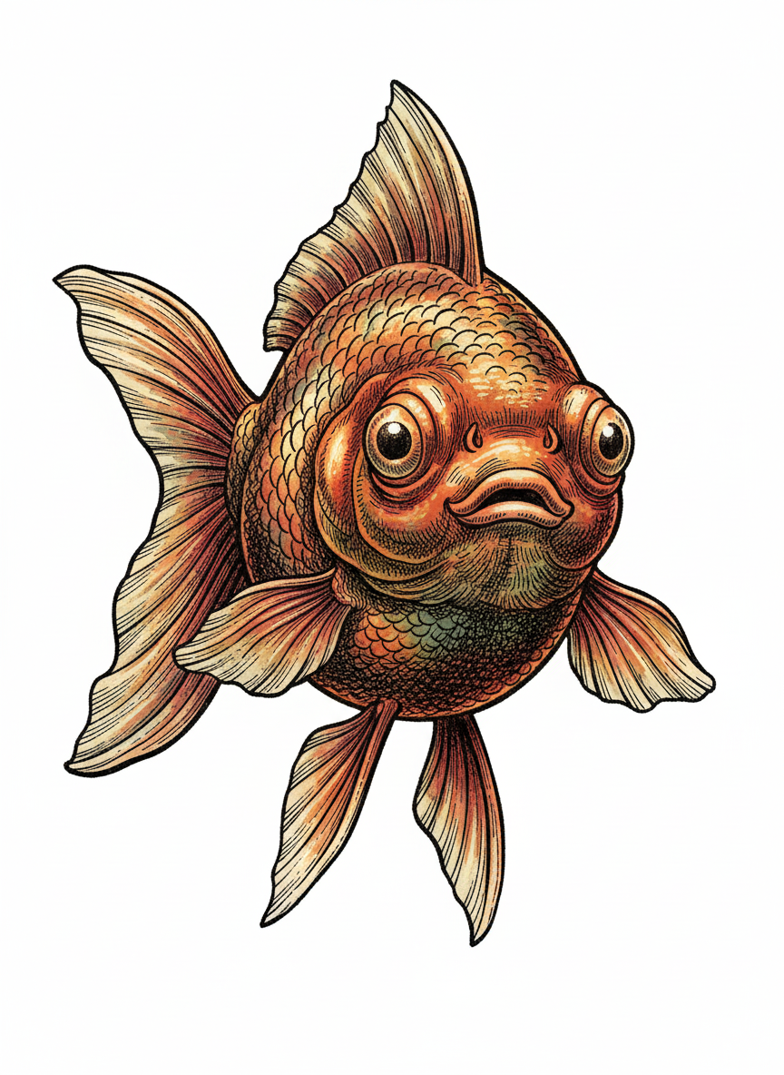 Bubbles the Fancy Goldfish - Full Colored Illustration