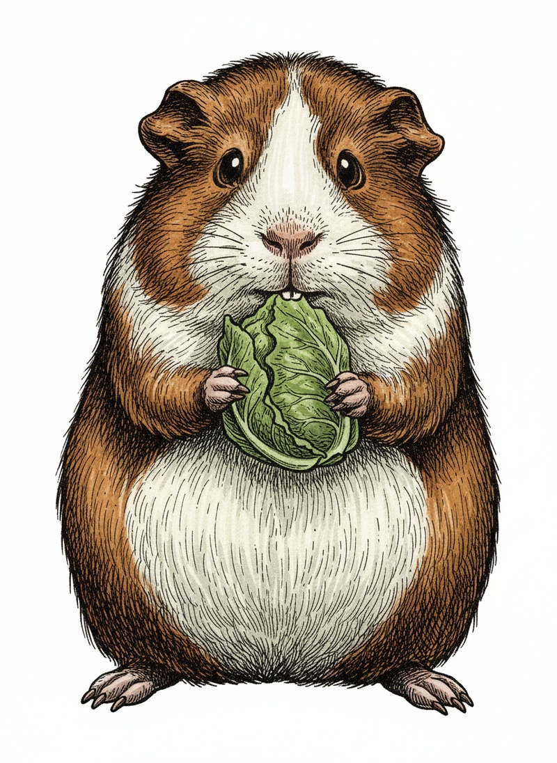 Chomper the Guinea Pig in Victorian Illustration - Full Colored Illustration