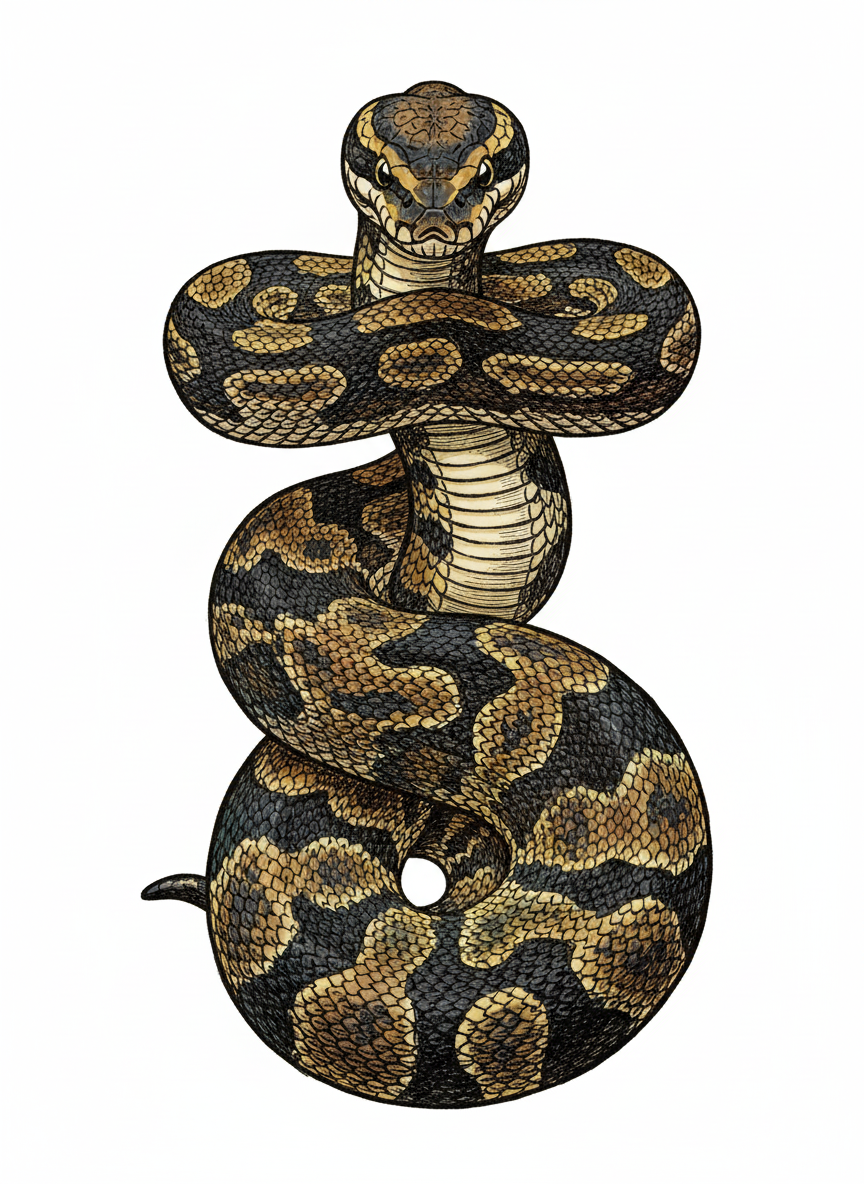 Marble the Ball Python - Full Colored Illustration