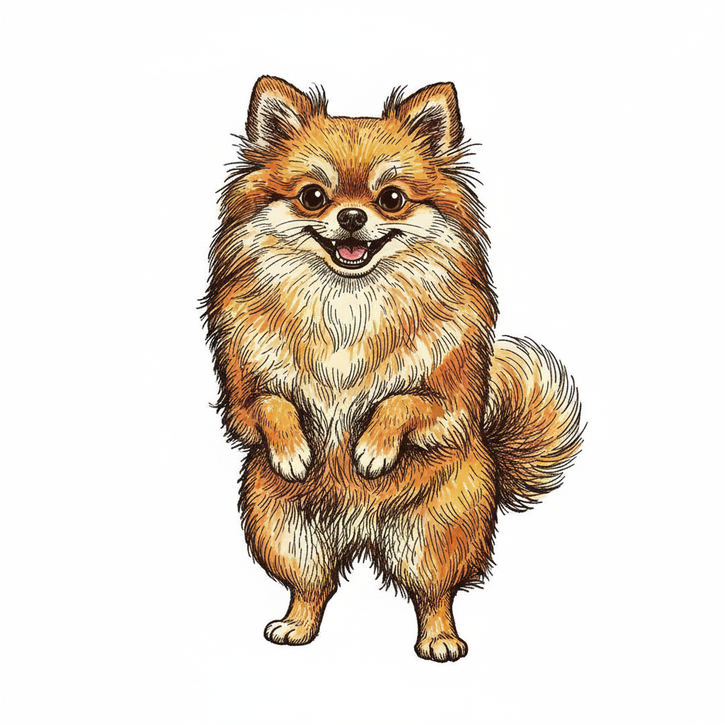 Honey the Sweet Pomeranian - Full Colored Illustration