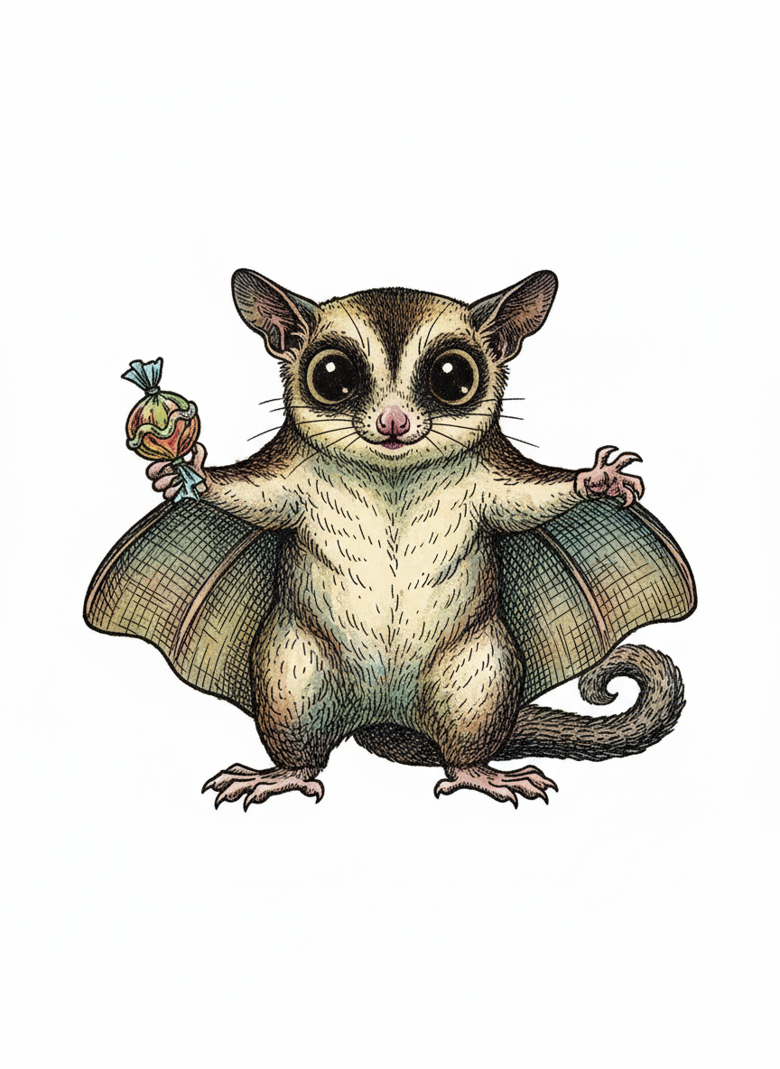 Sugar the Sugar Glider - Full Colored Illustration