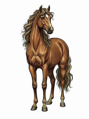 Willow the Graceful Mare in Victorian Illustration - Full Colored Illustration