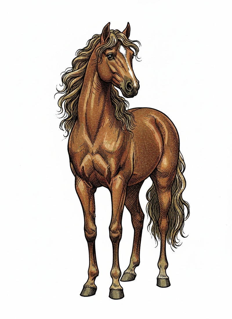 Willow the Graceful Mare in Victorian Illustration - Full Colored Illustration