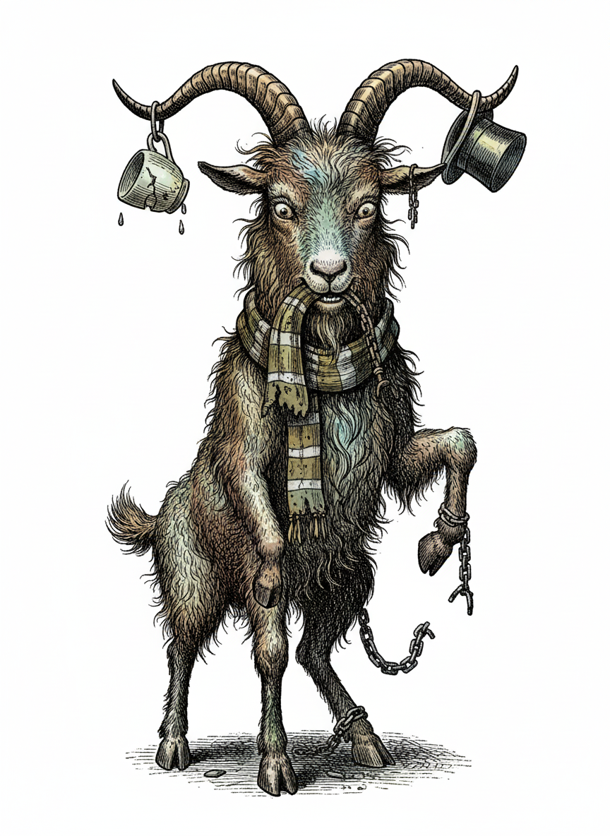 Billy the Stubborn Goat - Full Colored Illustration
