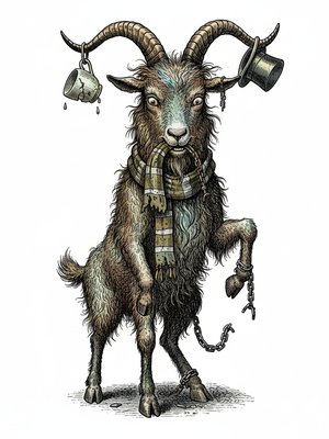 Billy the Stubborn Goat in Victorian Illustration - Full Colored Illustration