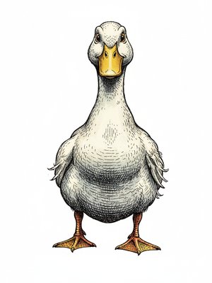 Ducky the Waddling Duck in Victorian Illustration - Full Colored Illustration