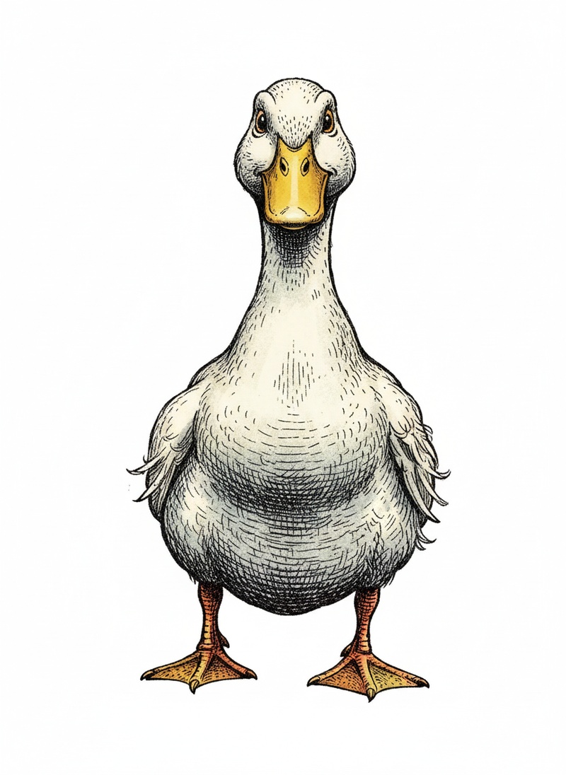 Ducky the Waddling Duck in Victorian Illustration - Full Colored Illustration