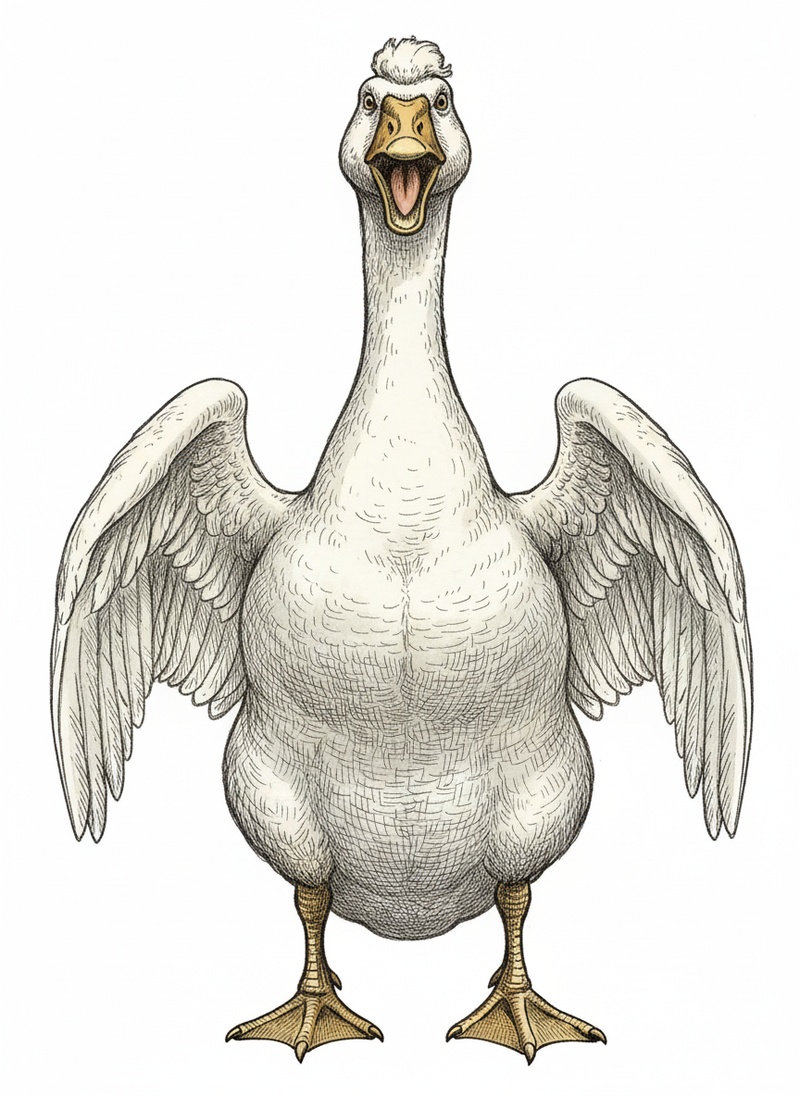 Honker the Guard Goose in Victorian Illustration - Full Colored Illustration
