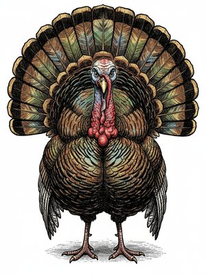 Gobbles the Turkey in Victorian Illustration - Full Colored Illustration