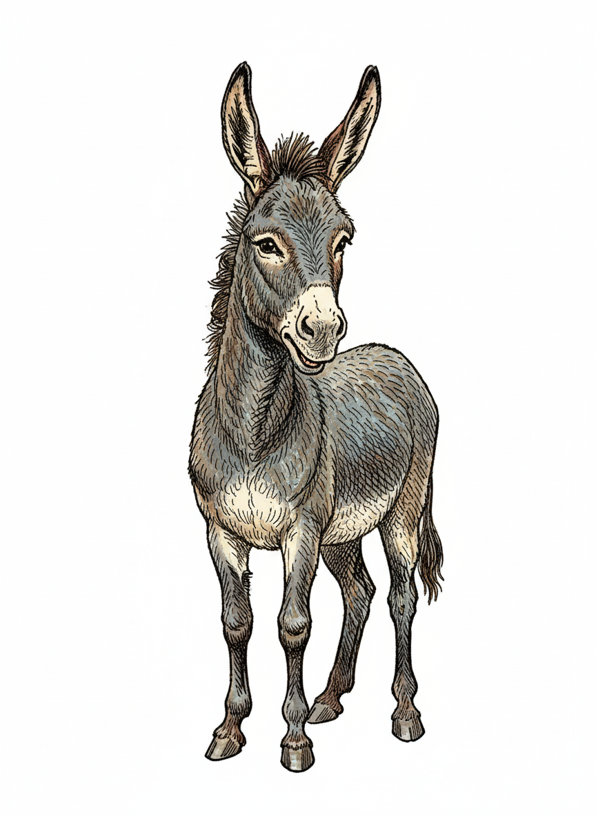 Daisy the Friendly Donkey - Full Colored Illustration