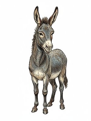 Daisy the Friendly Donkey in Victorian Illustration - Full Colored Illustration