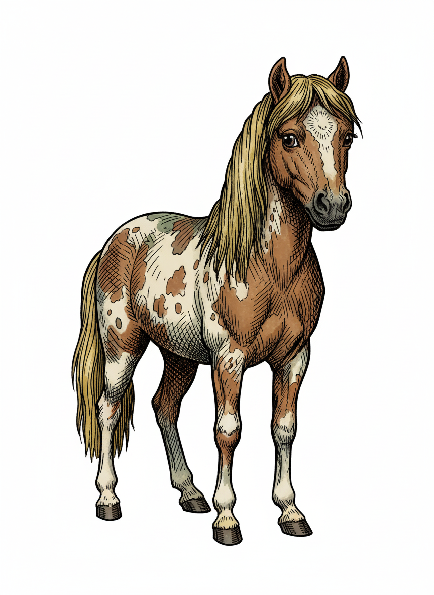 Patches the Spotted Pony - Full Colored Illustration