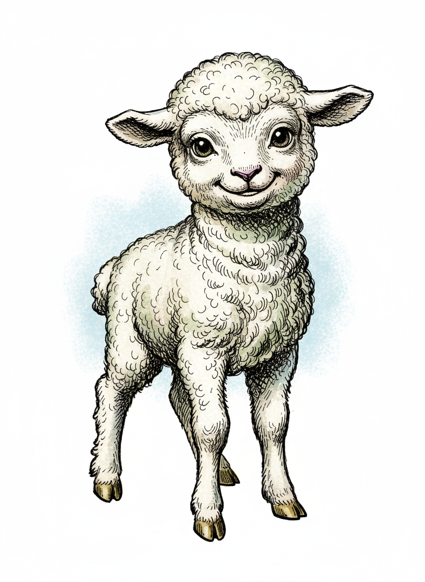 Lambchop the Baby Lamb - Full Colored Illustration