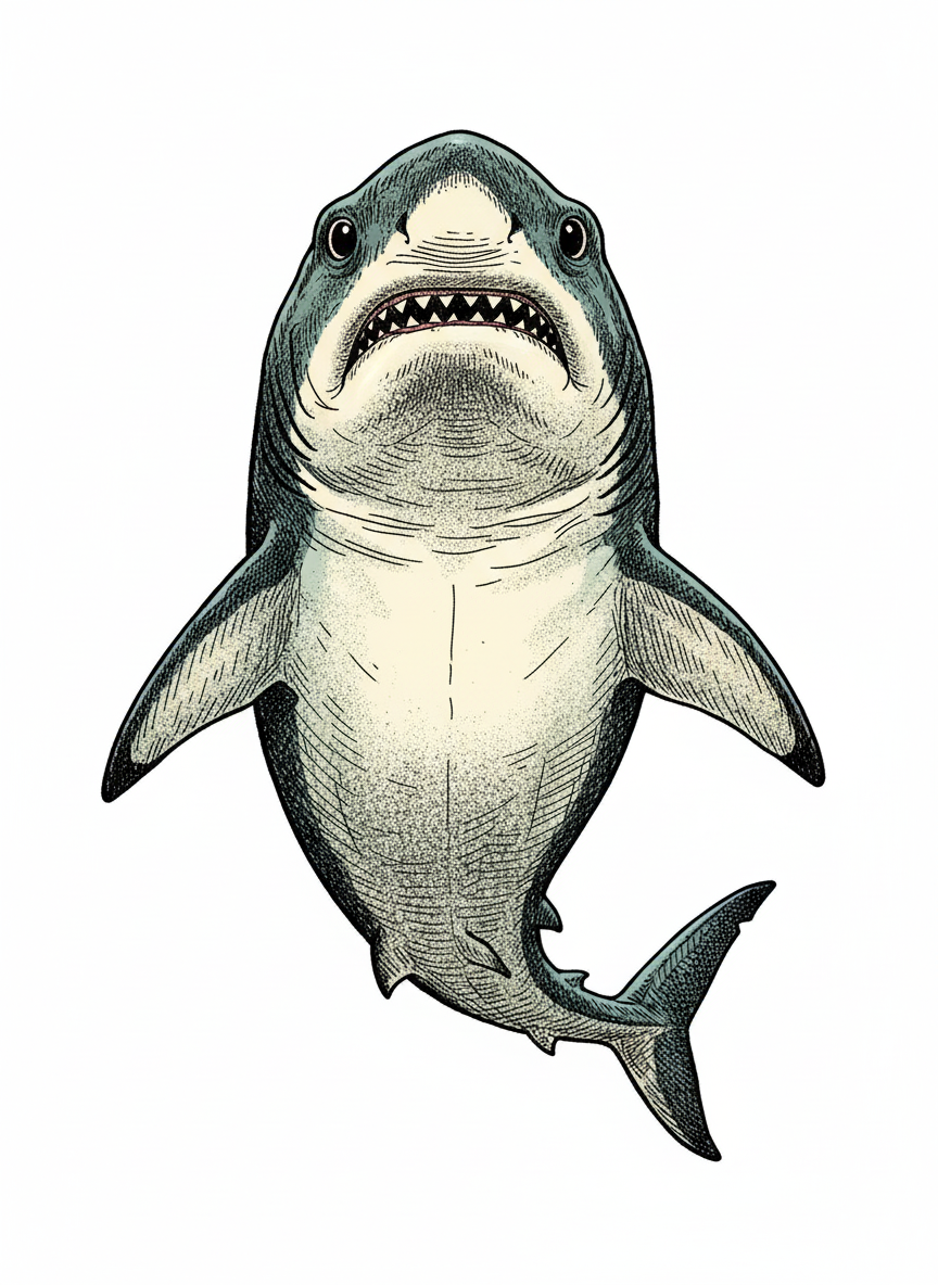 Jaws the Misunderstood Shark - Full Colored Illustration
