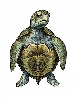 Shelly the Sea Turtle in Victorian Illustration