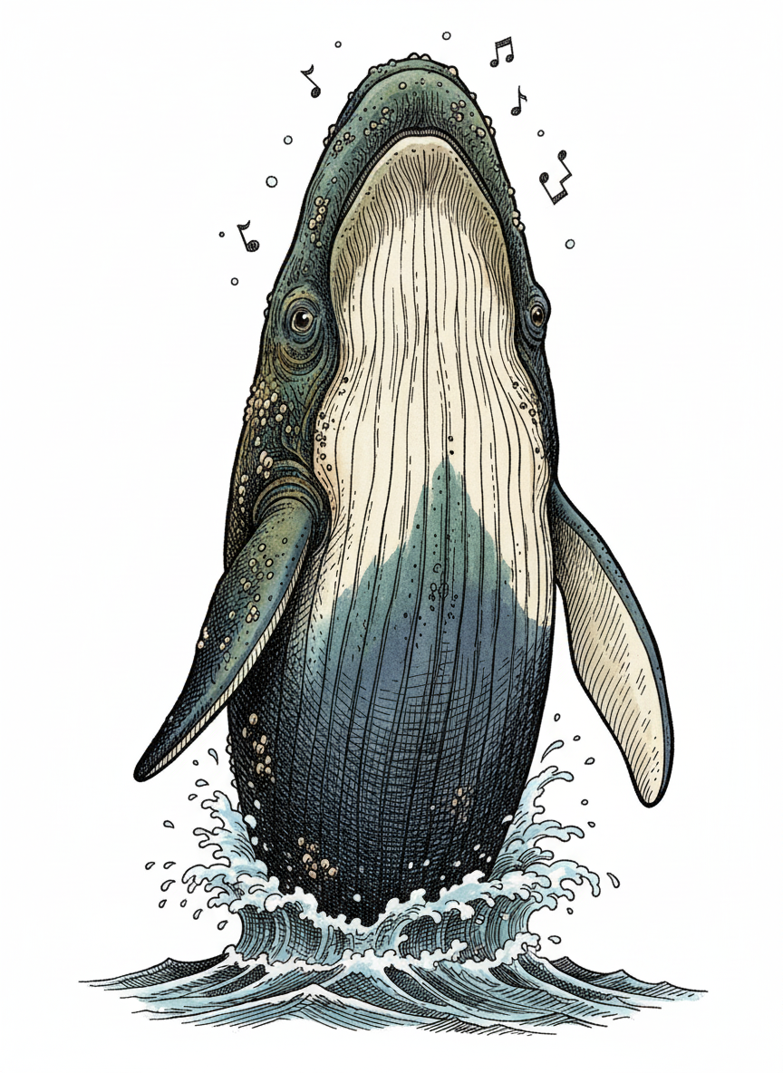 Bubbles the Humpback Whale - Full Colored Illustration