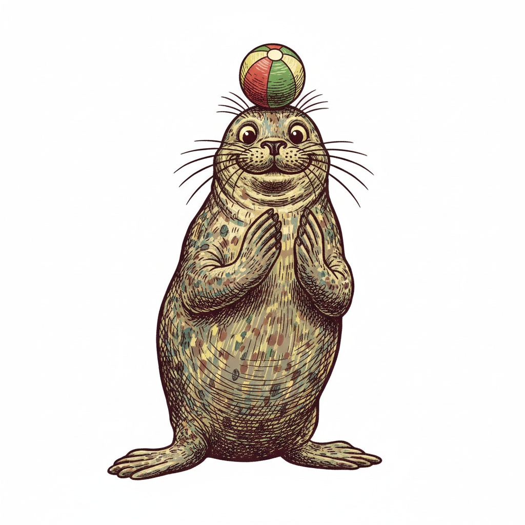 Giggles the Playful Seal - Full Colored Illustration