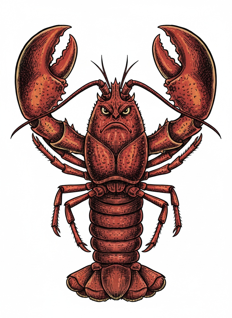 Snappy the Lobster in Victorian Illustration - Full Colored Illustration