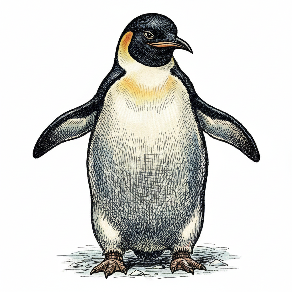 Waddles the Emperor Penguin - Full Colored Illustration