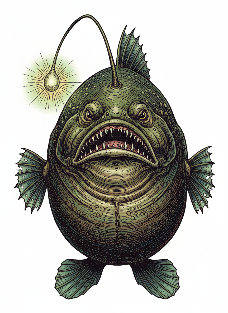 Glimmer the Anglerfish - Full Colored Illustration