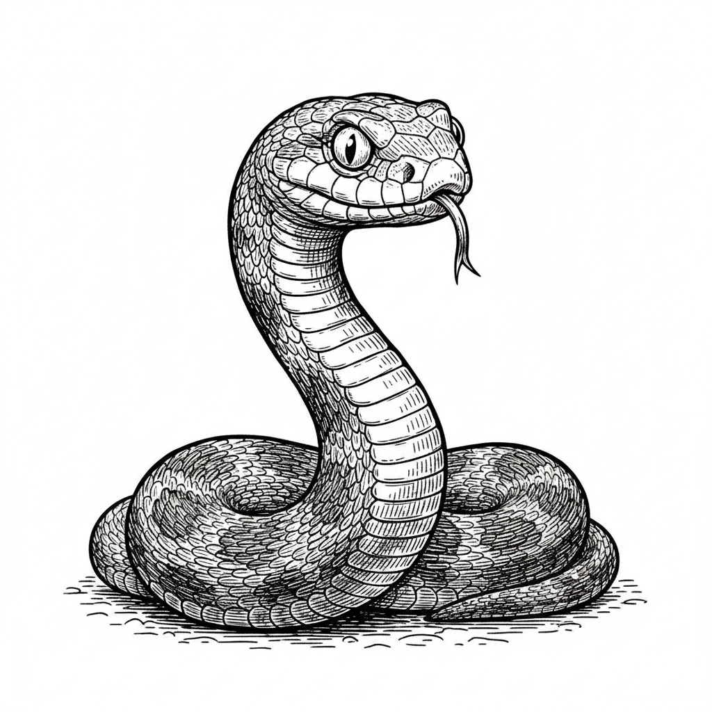 Slither the Corn Snake - Black & White Illustration