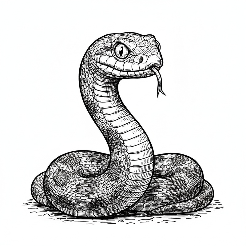 Slither the Corn Snake in Victorian Illustration - Black & White Illustration