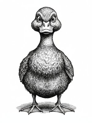 Ducky the Waddling Duck in Victorian Illustration